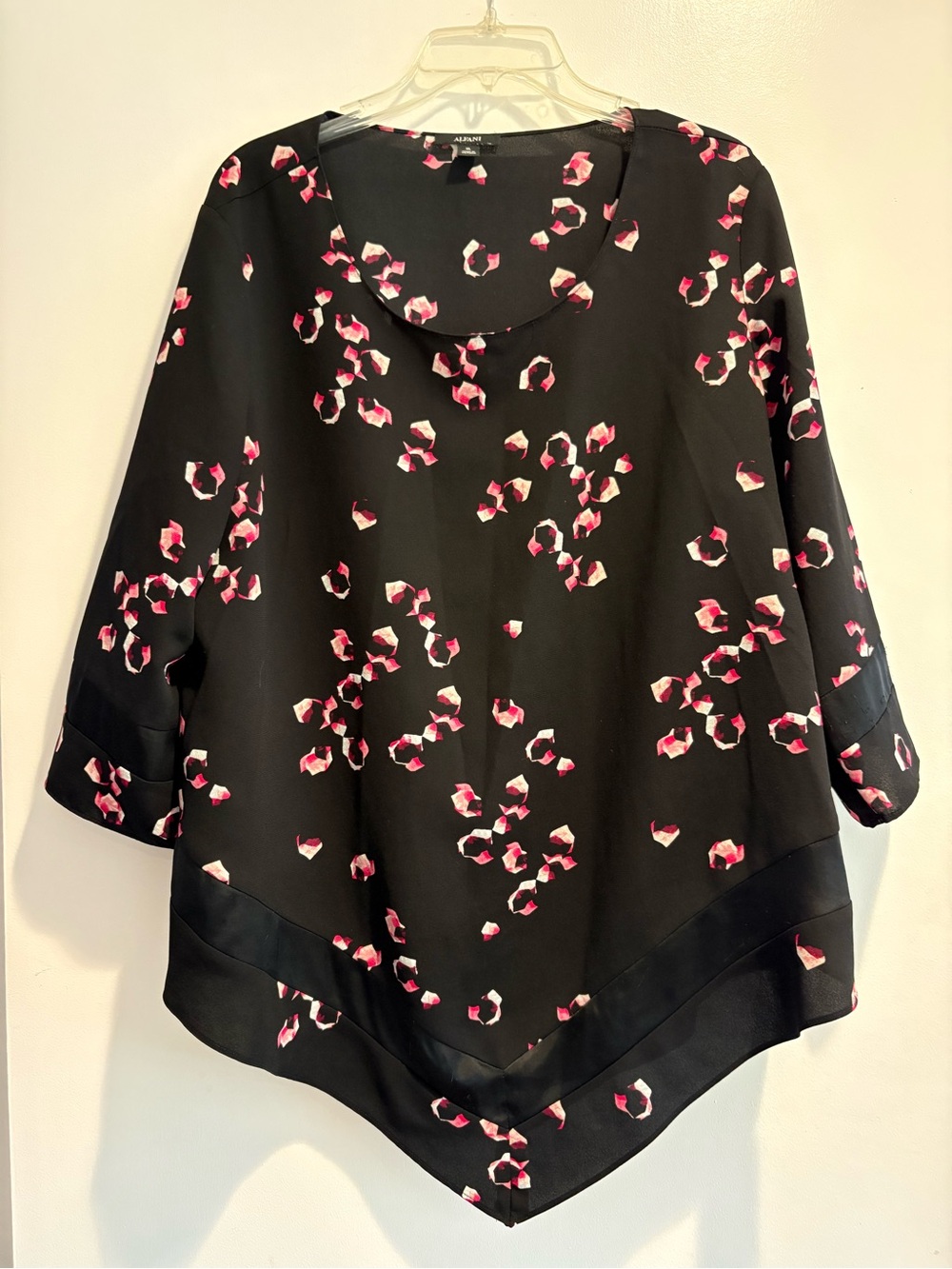 Alfani Black Tunic with Pink & White Floral Print